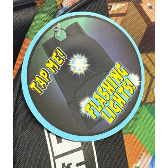 Minecraft Light Up Backpack 17 Inch Bag Unisex Black Green Padded Shoulders NEW - Picture 9 of 11